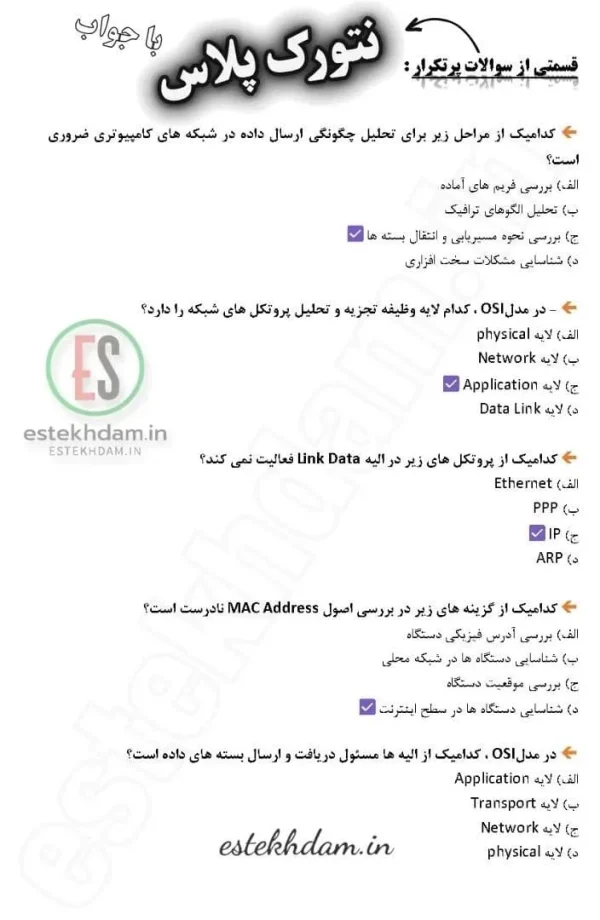 نمونه سوالات نتورک پلاس