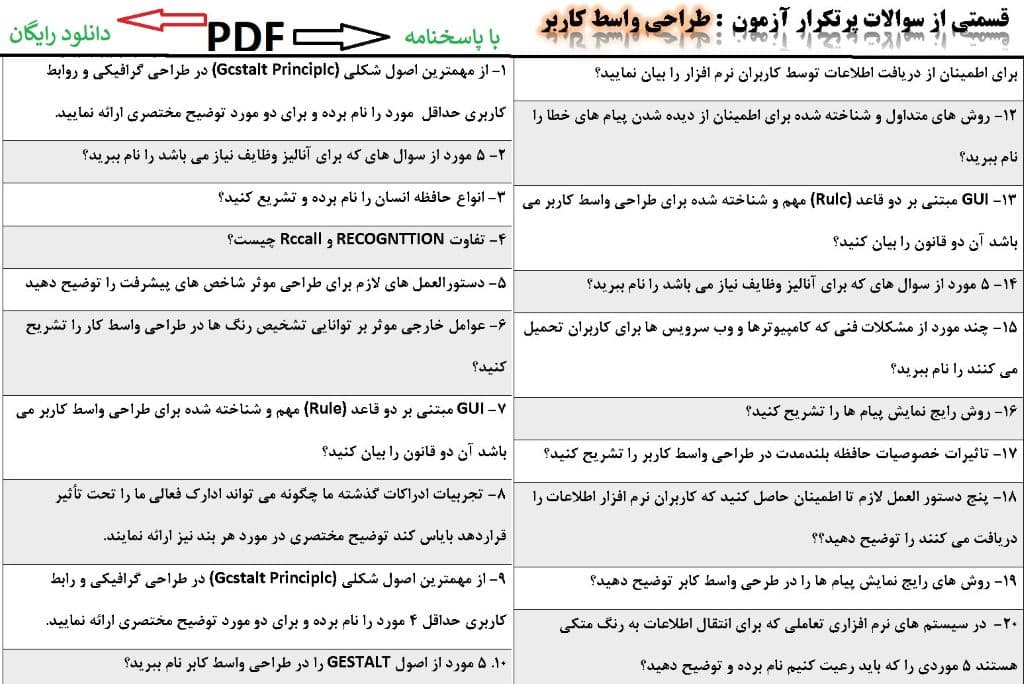 سوالات طراحی واسط کاربر - استخدامی