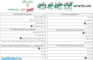 نمونه سوالات کلیات حقوق شهر وندی - استخدامی