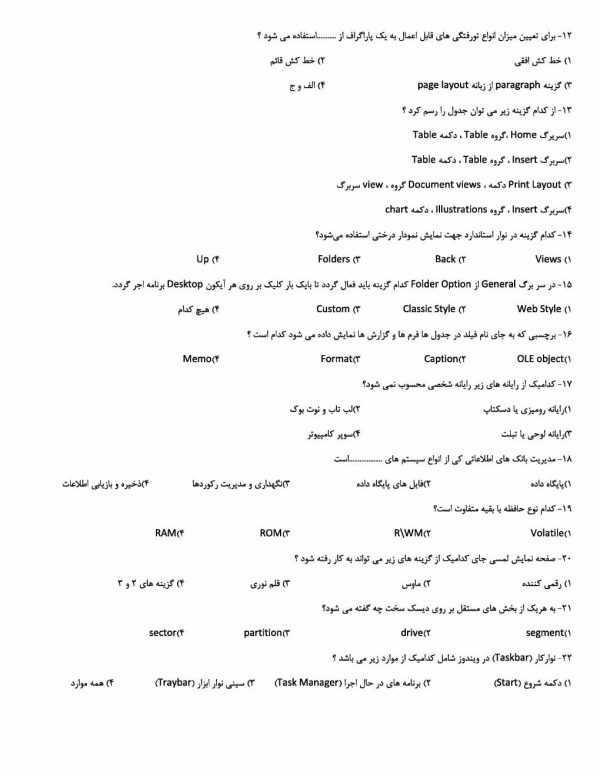 سوالات استخدامی بانک تجارت