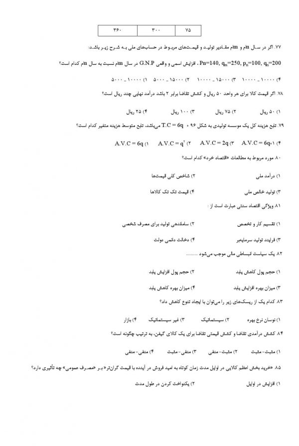 سوالات استخدامی دبیر اقتصاد آموزش و پرورش با جواب