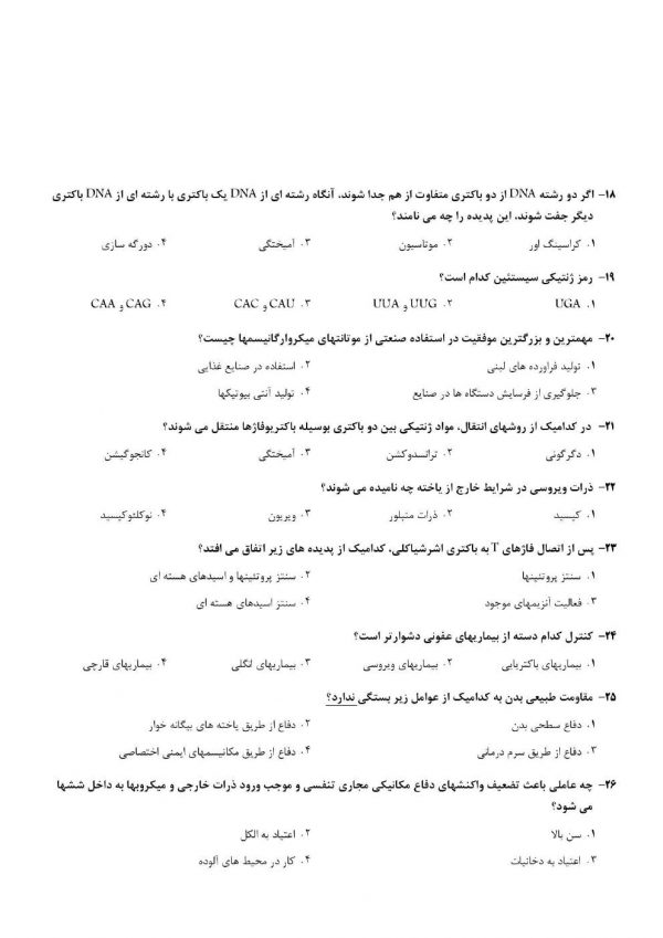 نمونه سوالات استخدامی دبیر زیست شناسی-min